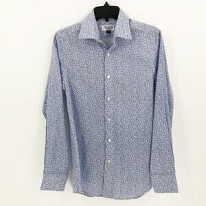 STANTT Men's Button Down Dress Shirt 14.5 32/33 Blue Paisley Print NWOT